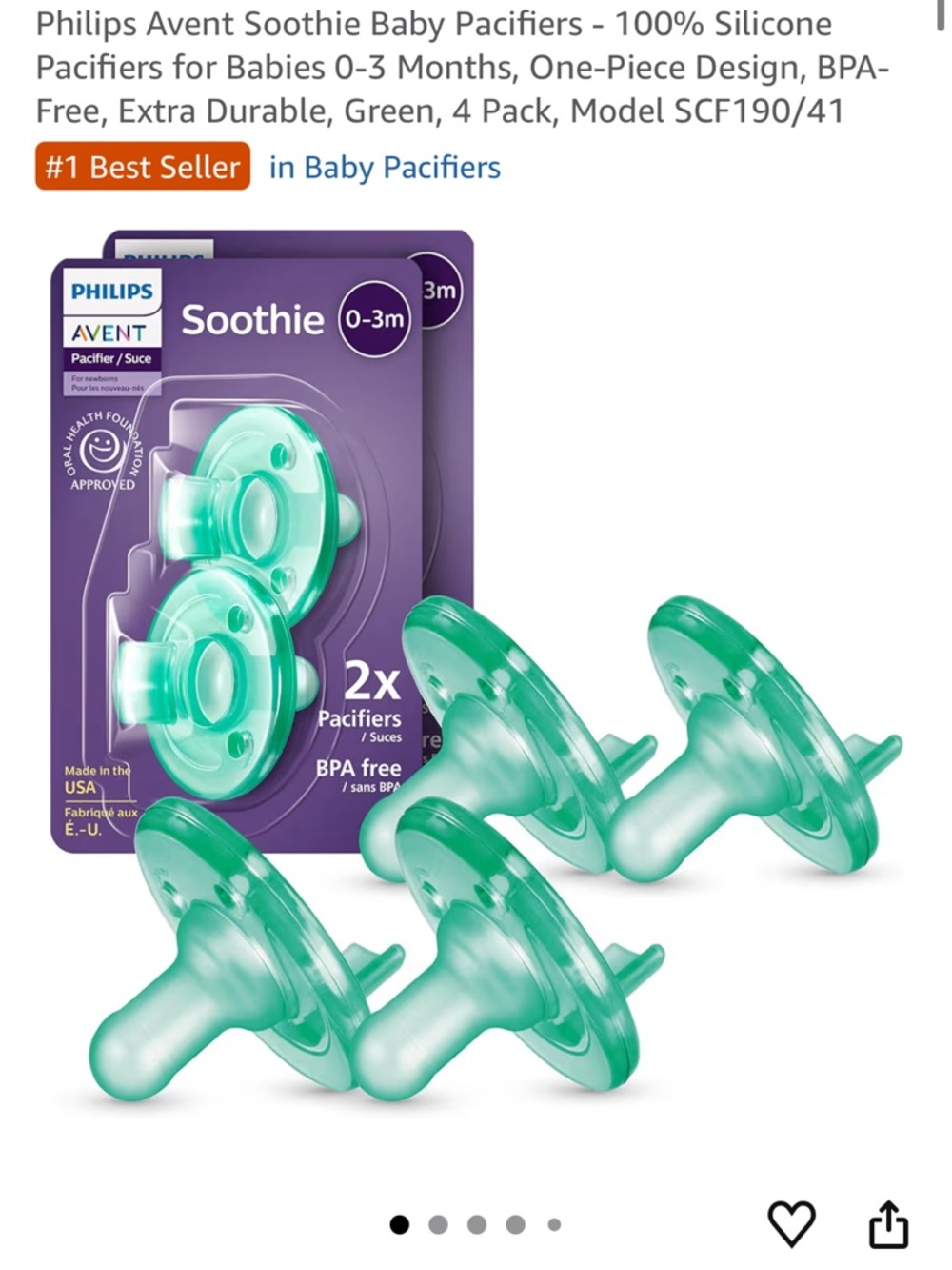 Philips Avent Green Silicone Baby Pacifiers - 4 Pack